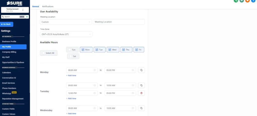 Availability status in GoHighLevel calendar